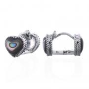 Wholesale Sterling Silver Heart Huggie Earrings With Abalone Shell
