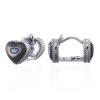 Sterling Silver Heart Huggie Earrings with Abalone Shell