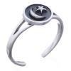 Oxidized Crescent Moon and Star 925 Silver Toe Ring