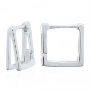 Wholesale Stylish Layered Double Square 925 Silver Click Huggie Earrin