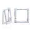 Stylish Layered Double Square 925 Silver Click Huggie Earrin