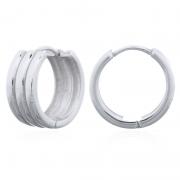 Wholesale Wide Round Ribbed 925 Silver Click Hoop Earrings