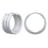 Wide Round Ribbed 925 Silver Click Hoop Earrings