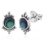 Wholesale Dainty Abalone Shell Boho Silver Dotted Studs