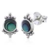 Dainty Abalone Shell Boho Silver Dotted Studs
