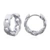 Bold Sterling Silver Chain Click Hoop Earrings