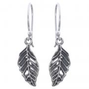 Wholesale Antiqued 925 Sterling Silver Leaf Dangle Earrings