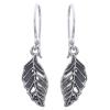 Antiqued 925 Sterling Silver Leaf Dangle Earrings