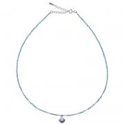 Wholesale Amazonite And Rainbow Moonstone Silver Shell Charm Necklace