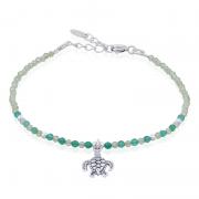 Wholesale Elegant 925 Silver Peridot, Green Agate And A Turtle Charm B