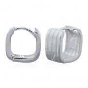 Wholesale 925 Silver Square Ribbed Click Huggie Earrings