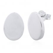 Wholesale Oval Disc 925 Sterling Silver Stud Earrings
