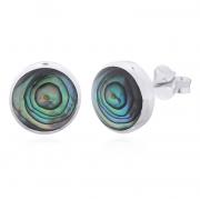 Wholesale Elegant 925 Sterling Silver 9mm Abalone Shell Stud Earrings