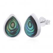 Wholesale Unique Sterling Silver Raindrop Abalone Shell Stud Earrings