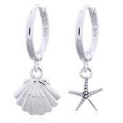 Wholesale Charming Sterling Silver Hoop Earrings With Ocean Themed Cha