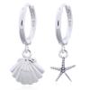 Charming Sterling Silver Hoop Earrings With Ocean Themed Cha