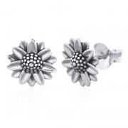 Wholesale Double Row Sunflower Sterling Silver Stud Earrings