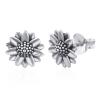 Double Row Sunflower Sterling Silver Stud Earrings