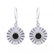 Wholesale Sun Beam Black Stone 925 Silver Dangle Earrings
