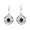 Sun Beam Black Stone 925 Silver Dangle Earrings
