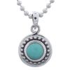 925 Silver Green Stone Button Pendant