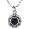925 Silver Black Stone Button Pendant