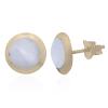 Mother Of Pearl Classic Round 925 Silver Gold Plated Earring