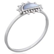 Wholesale Mother Of Pearl Inlay Beaded Semicircle 925 Silver Ring
