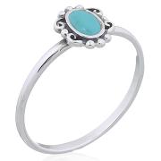 Wholesale Dainty Green Stone Navajo Sterling Silver Ring