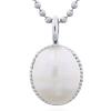 Elegant Oval Mother Of Pearl 925 Silver Bezel Pendant