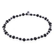 Wholesale Elastic Bracelet Featuring Beaded Black Agate And 925 Silver