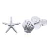 Playful Ocean Motif Sterling Silver Stud Earrings Set