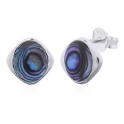 Wholesale 925 Sterling Silver Square Bezel Stud Earrings With Oval Aba