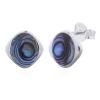 925 Sterling Silver Square Bezel Stud Earrings With Oval Aba