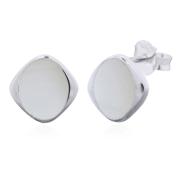 Wholesale 925 Sterling Silver Square Bezel Stud Earrings With Oval MOP