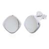 925 Sterling Silver Square Bezel Stud Earrings With Oval MOP