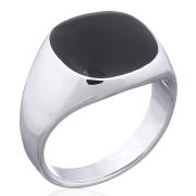 Wholesale Rounded Square Black Agate 925 Silver Ring