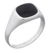 Classic Synthetic Black Stone Sterling Silver Large Signet R