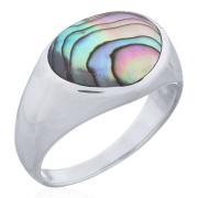 Wholesale Elegant Sterling Silver Ring With Abalone Bezel Triangle Des