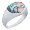 Elegant Sterling Silver Ring With Abalone Bezel Triangle Des