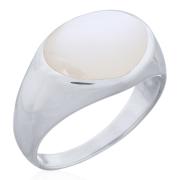Wholesale Elegant Sterling Silver Ring With MOP Bezel Triangle Design