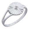Elegant Sterling Silver Circle Ring With CZ Sunburst Accent