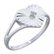 Wholesale Elegant Heart Shaped Sterling Silver Ring With CZ Accent