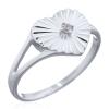 Elegant Heart Shaped Sterling Silver Ring With CZ Accent