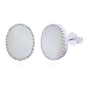 Wholesale Stunning Mother Of Pearl Oval Bezel 925 Silver Stud Earrings