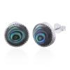 Stunning Abalone Shell Circle Bezel 925 Silver Stud Earrings