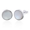 Stunning Mother Of Pearl Circle Bezel 925 Silver Stud Earrin