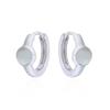 Elegant Sterling Silver Hoop Earrings With Mother Of Pearl