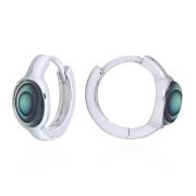 Wholesale Elegant Sterling Silver Hoop Earrings With Oval Abalone Shel