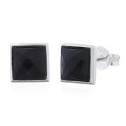Wholesale 925 Sterling Silver Square Stud Earrings With Black Agate Be
